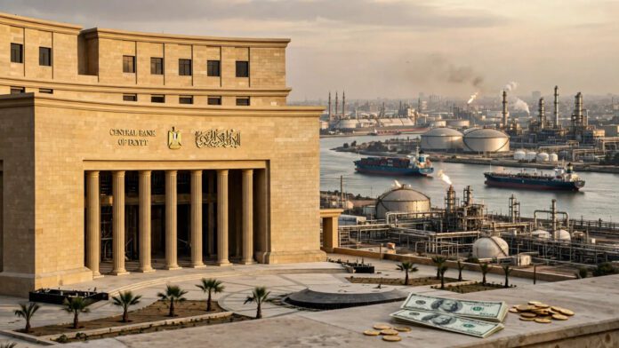 art_b3_cbe_oct23 مقر البنك المركزي المصري وناقلات النفط وقناة السويس، في إشارة إلى موارد مصر الدولارية وفاتورة الطاقة