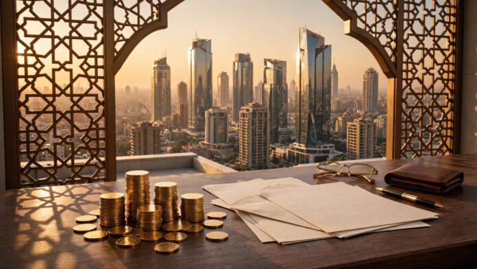 أبراج مالية حديثة في القاهرة ترمز إلى الصكوك السيادية والتمويل الإسلامي