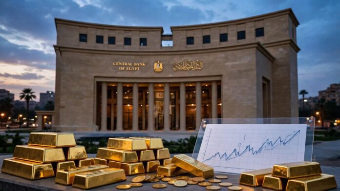 مبنى البنك المركزي المصري وواردات الذهب الخام وأسعار الفائدة