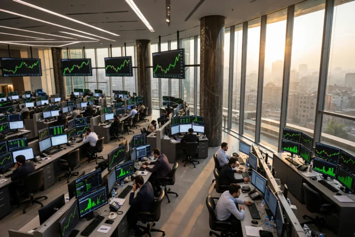 egx-sunday قاعة تداول البورصة المصرية في بداية جلسة تعاملات