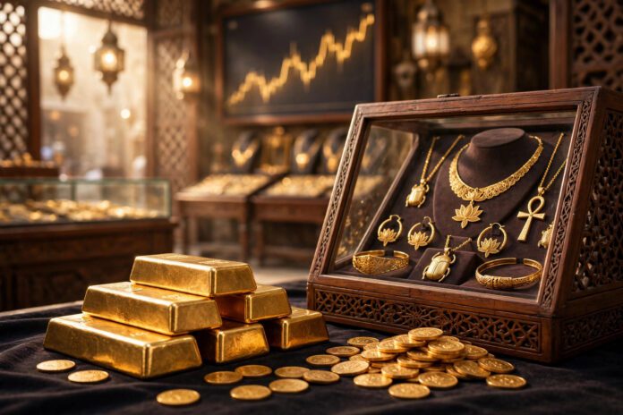 أسعار الذهب اليوم في مصر: سبائك ومشغولات ذهبية في محل صاغة