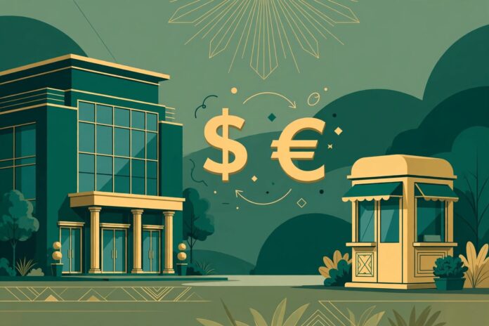 مبنى بنك حديث مقابل كشك صرافة عملات
