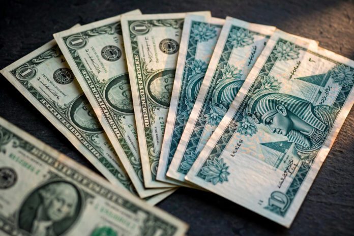 أوراق نقدية من الدولار الأمريكي والجنيه المصري