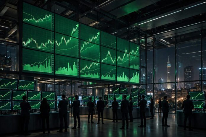 البورصة المصرية — قاعة التداول وشاشات الأسعار